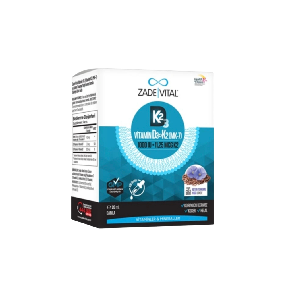 Zade Vital Vitamin D3K2 1000 IU Drops – 20 ml